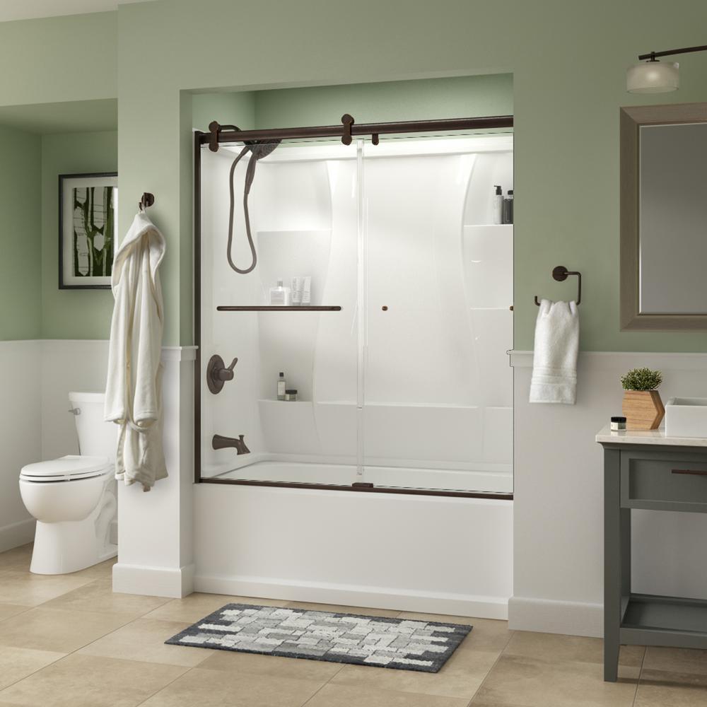 Simplicity 60 x 58-3/4 in. Frameless Contemporary Sliding Bathtub Door in Chrome with Transition Glass - Super Arbor