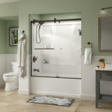 Simplicity 60 x 58-3/4 in. Frameless Contemporary Sliding Bathtub Door in Chrome with Transition Glass - Super Arbor