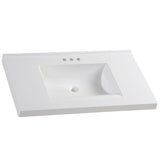 37 in. W x 22 in. D Cultured Marble Vanity Top in White with White Sink