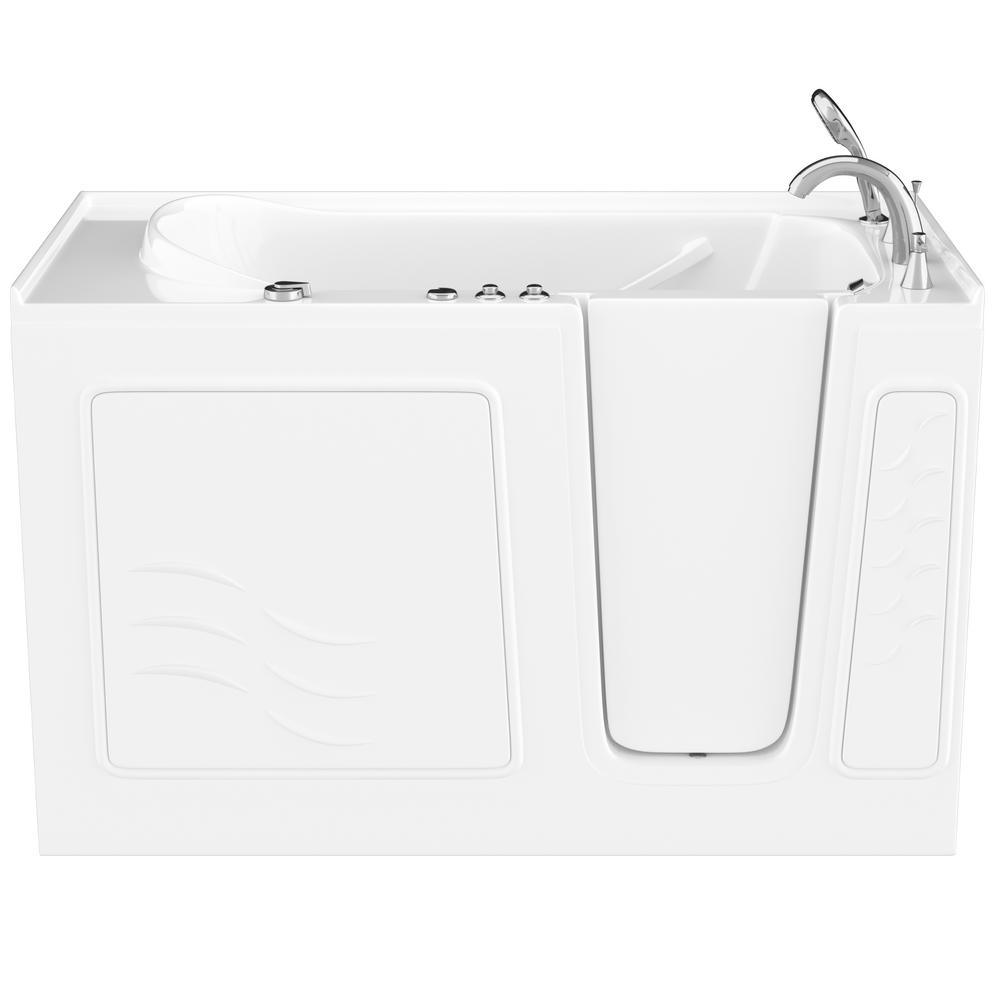 HD Series 60 in. Right Drain Quick Fill Walk-In Whirlpool Bath Tub with Powered Fast Drain in White - Super Arbor
