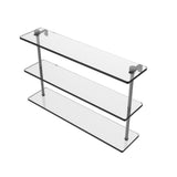 22 in. L  x 15 in. H  x 5 in. W 3-Tier Clear Glass Bathroom Shelf in Satin Nickel - Super Arbor