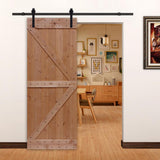 32 in. x 84 in. Ready-to-Assemble British Brace Hardwood Interior Sliding Barn Door Slab with Hardware Kit - Super Arbor