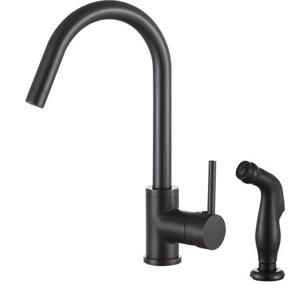 Farnese Single-Handle Standard Kitchen Faucet with Side Sprayer in Oil Rubbed Bronze - Super Arbor