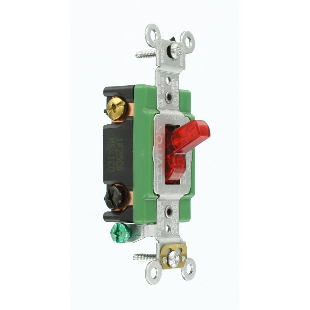 30 Amp Industrial Grade Heavy Duty Double-Pole Pilot Light Toggle Switch, Red - Super Arbor