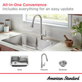 American Standard Raleigh 33-in x 22-in Stainless Steel Single-Bowl Dual-Mount Kitchen Sink All-in-One Kit with 1-Hole Faucet