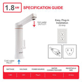 1.8kW 0.5 GPM 2-in-1 Electric Tankless Water Heater / Faucet - Plug-In - Super Arbor