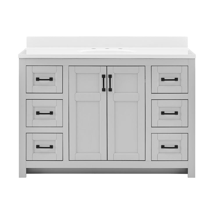 Style Selections Lowry 49-in Light Gray Single Sink Bathroom Vanity with White Acrylic Top