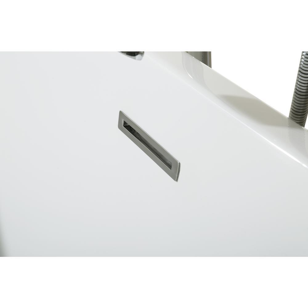 67 in. Acrylic Center Drain Rectangle Flat Bottom Freestanding Bathtub in White - Super Arbor