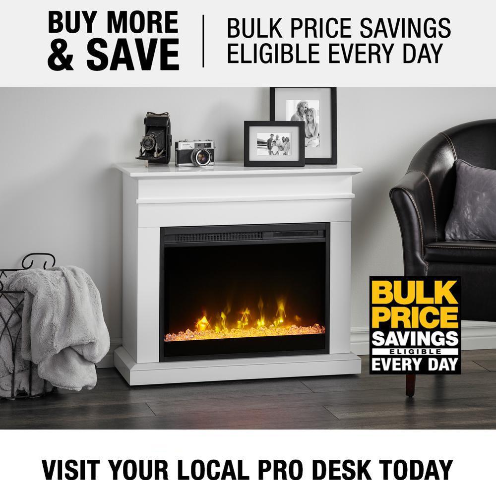 Jasmine 31 in. Mantel with a 23 in. Electric Fireplace in White - Super Arbor