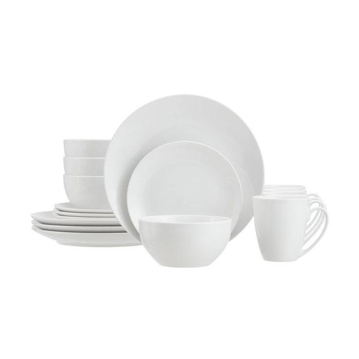 StyleWell 32-Piece White Ceramic Coupe Dinnerware Set (Service for 8)