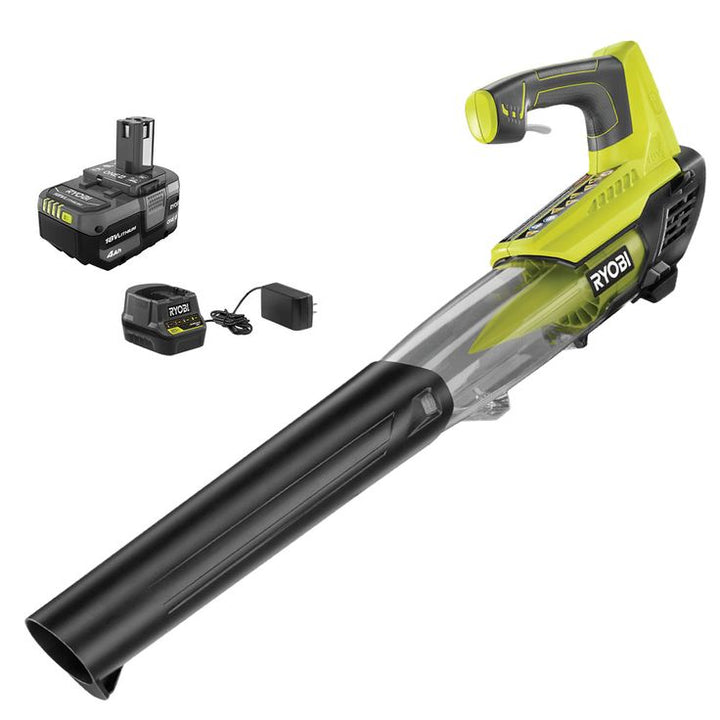 RYOBI ONE+ 100 MPH 280 CFM Variable-Speed 18-Volt Lithium-Ion Cordless Jet Fan Leaf Blower 4Ah Battery and Charger Included