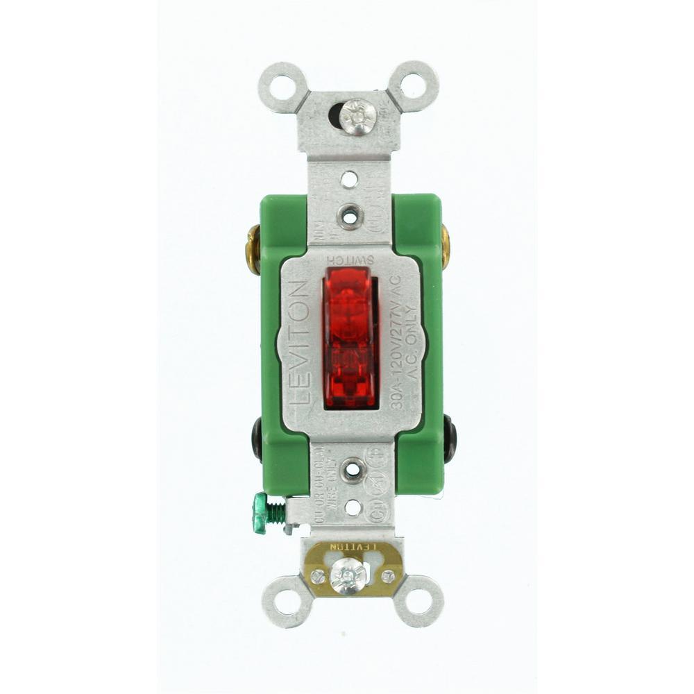 30 Amp Industrial Grade Heavy Duty Double-Pole Pilot Light Toggle Switch, Red - Super Arbor