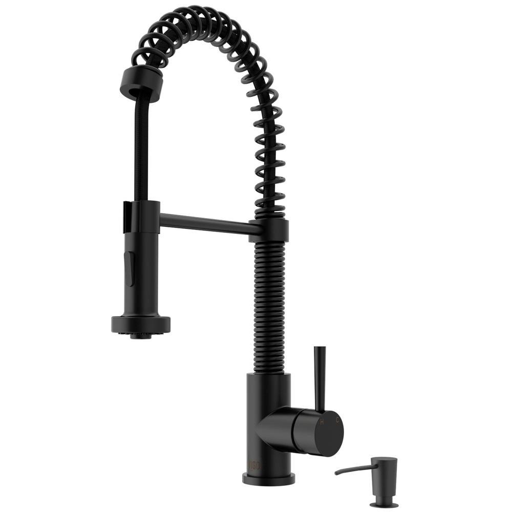 Edison Single-Handle Pull-Down Sprayer Kitchen Faucet with Soap Dispenser in Matte Black - Super Arbor