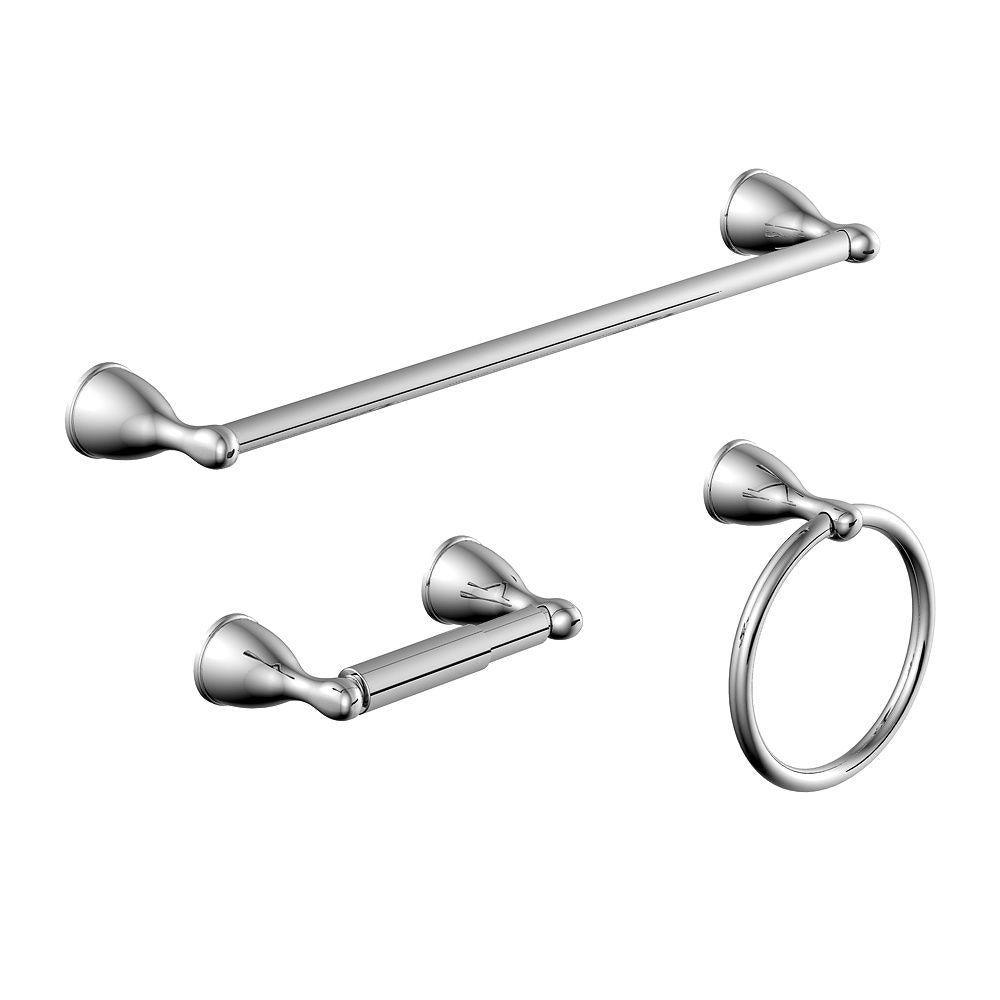 Builders 3 Piece Bath Hardware Set in Brushed Nickel - Super Arbor