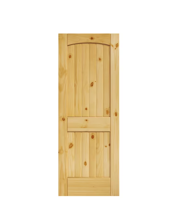 EightDoors 36-in x 80-in Natural 2-panel Arch Top Solid Core Unfinished Pine Wood Slab Door