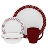 16-Piece Patterned Crimson Trellis Glass Dinnerware Set (Service for 4)
