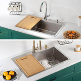 19.5 in. x 12 in. Rectangle Organic Solid Bamboo Cutting Board for Kitchen Sink