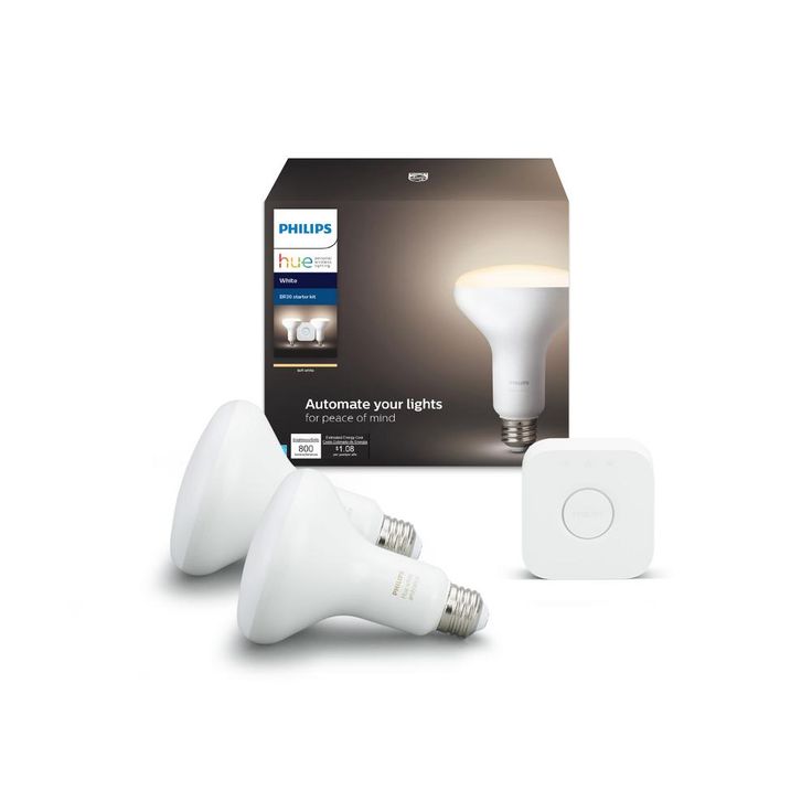 Philips Hue White BR30 LED 65W Equivalent Dimmable Wireless Smart Light Bulb Starter Kit (2 Bulbs and Bridge)