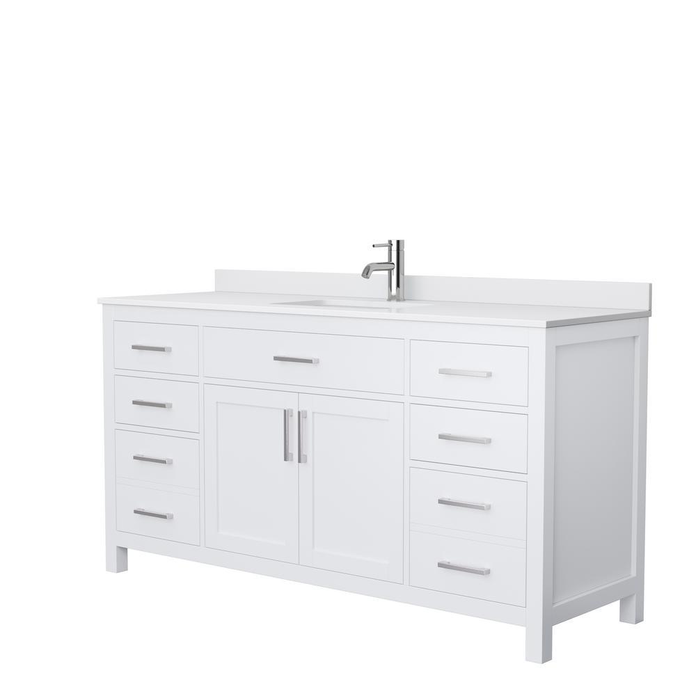 Beckett 54 in. W x 22 in. D Single Vanity in White with Cultured Marble Vanity Top in Carrara with White Basin - Super Arbor