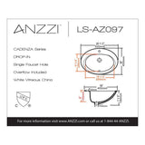 Cadenza Series 7.5 in. Ceramic Drop In Sink Basin in White - Super Arbor