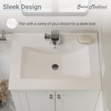 24 in. Ceramic Single Faucet Hole Vanity Top in White with White Basin - Super Arbor