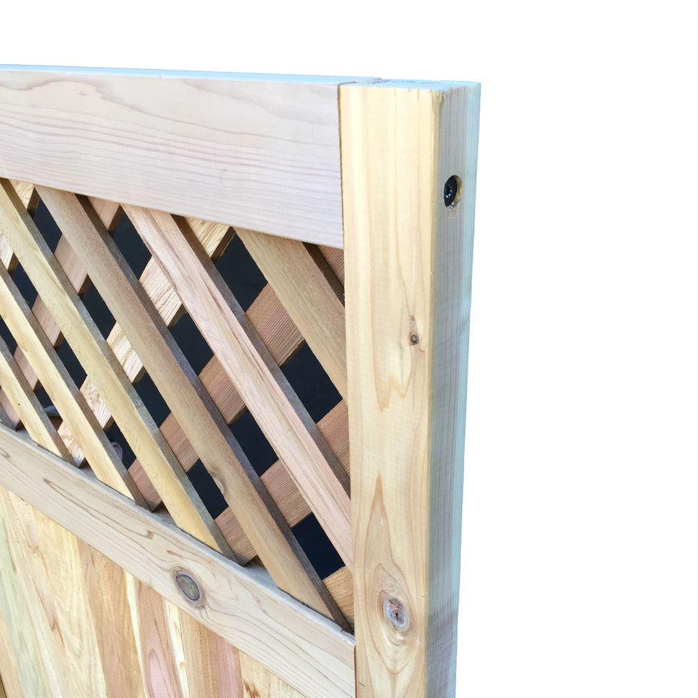 3 ft. x 6 ft. Western Red Cedar Flat Top Diagonal Lattice Fence Gate - Super Arbor