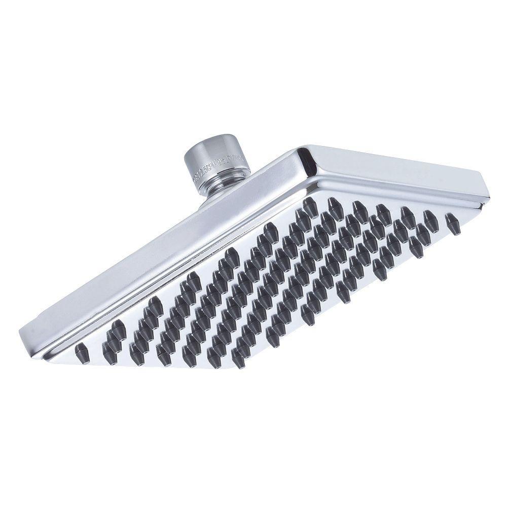 1-Spray 6 in. Single Wall Mount Fixed Shower Head in Chrome - Super Arbor