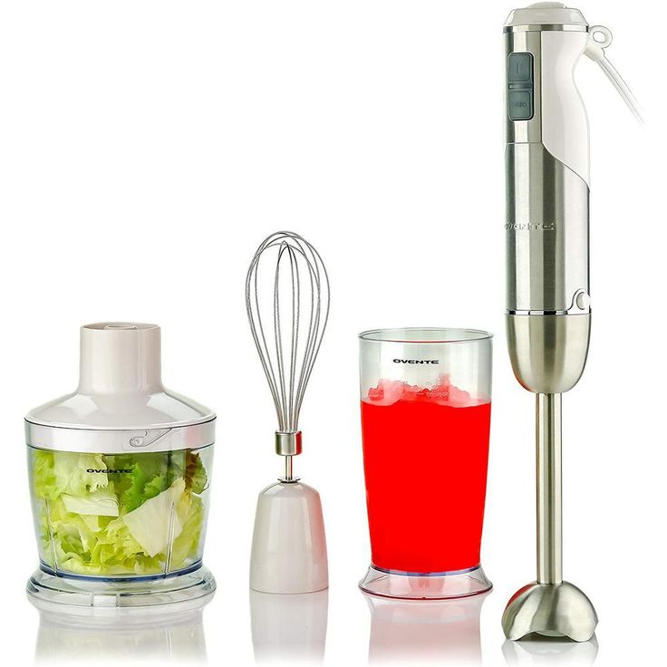 6-Speed White Immersion Blender with Chopper and Whisk Attachment