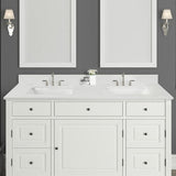 73 in. W x 22 in. D x 0.75 in. H Quartz Vanity Top in Carrara White with White Basins