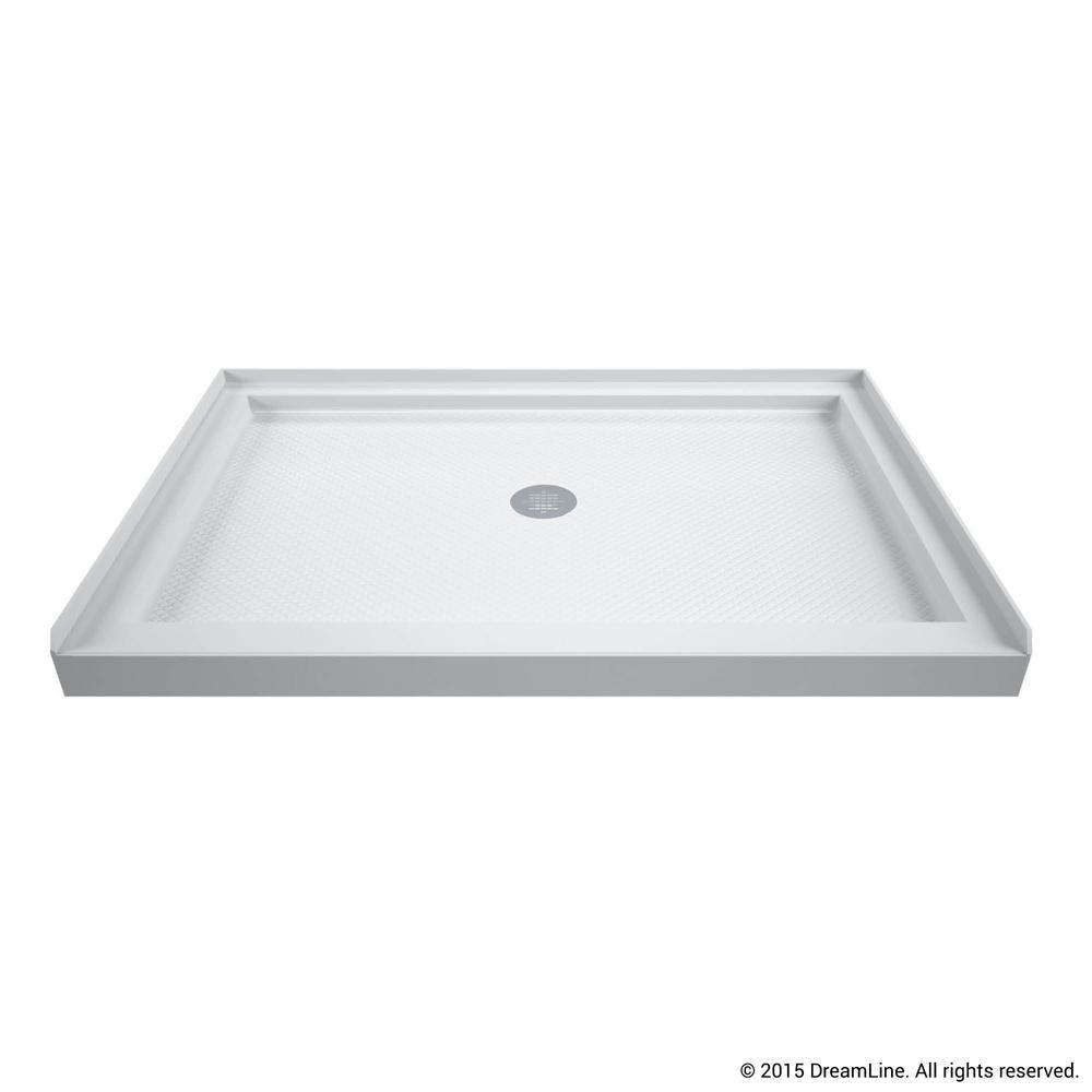 Infinity-Z 36 in. x 48 in. Semi-Frameless Sliding Shower Door in Brushed Nickel with Center Drain Base and BackWalls - Super Arbor