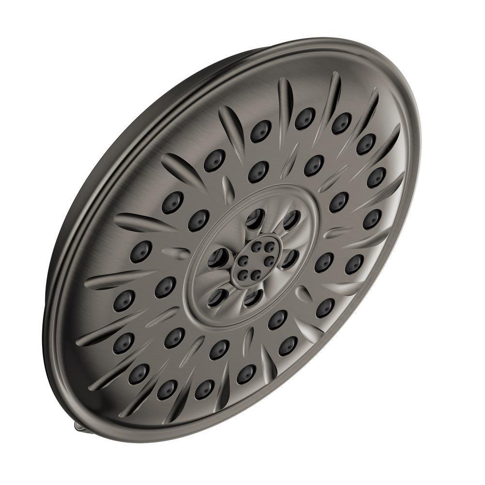 4-Spray 8.3 in. Single Wall Mount Fixed H2Okinetic Shower Head in Matte Black - Super Arbor