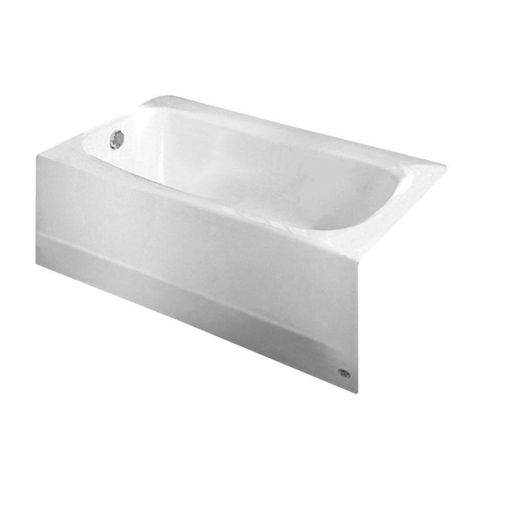 Cambridge 60 in. Left Drain Rectangular Apron Front Bathtub in White - Super Arbor