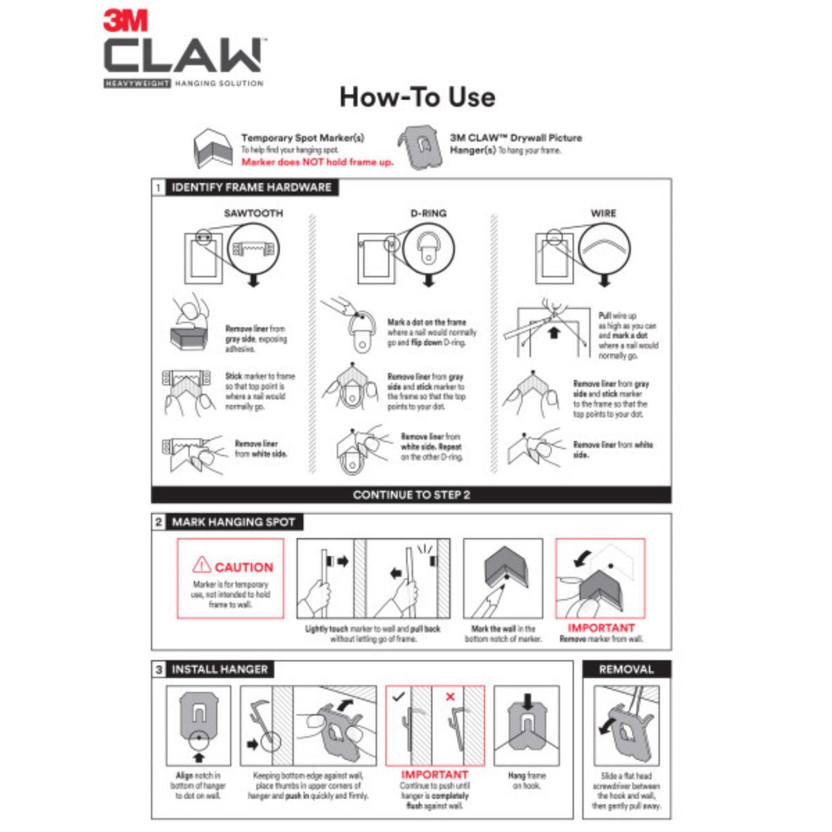 3M Claw Silver Drywall Picture Hanger, 45 lb Capacity, 1 Pack