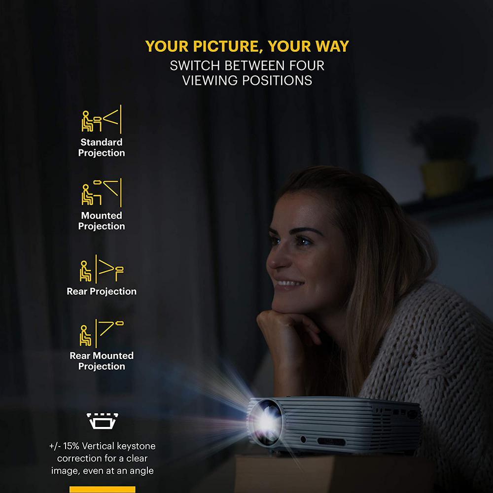 FLIK X7 1280 x 720 LCD Home Theater Projector System with 100 Lumens -Tripod and Case Included -Projects Up to 150 in. - Super Arbor