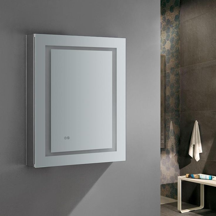 Spazio 24 in. W x 30 in. H Recessed or Surface Mount Medicine Cabinet with LED Lighting, Mirror Defogger and Right Hinge