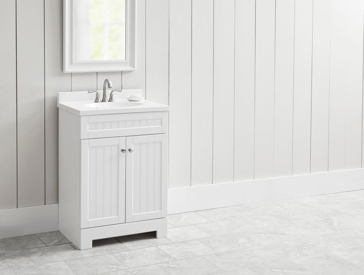 Style Selections Ellenbee 24-in White Single Sink Bathroom Vanity with White Cultured Marble Top
