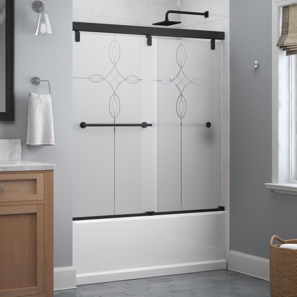 Lyndall 60 x 59-1/4 in. Frameless Mod Soft-Close Sliding Bathtub Door in Nickel with 1/4 in. (6mm) Tranquility Glass - Super Arbor