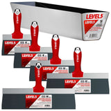LEVEL5 Blue Steel Taping Knife Set with Soft-Grip Handles, 6"–14" (Model 5-605)