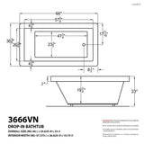 Sapphire 5.5 ft. Rectangular Drop-in Whirlpool and Air Bath Tub in White - Super Arbor