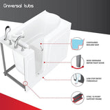 HD Series 53 in. Left Drain Quick Fill Walk-In Whirlpool and Air Bath Tub with Powered Fast Drain in White - Super Arbor