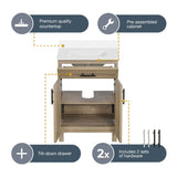 Style Selections Dolton 24-in Natural Oak Undermount Single Sink Bathroom Vanity with White Engineered Marble Top (Mirror Included)
