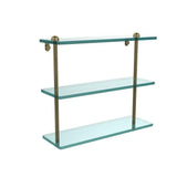 16 in. L x 15 in. H x 5 in. W 3-Tier Clear Glass Bathroom Shelf in Antique Pewter - Super Arbor