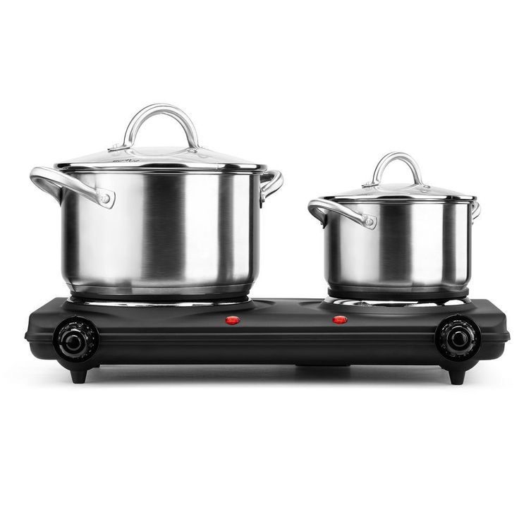 Concealed 2-Burner 7.5 in. Black Portable Hot Plate