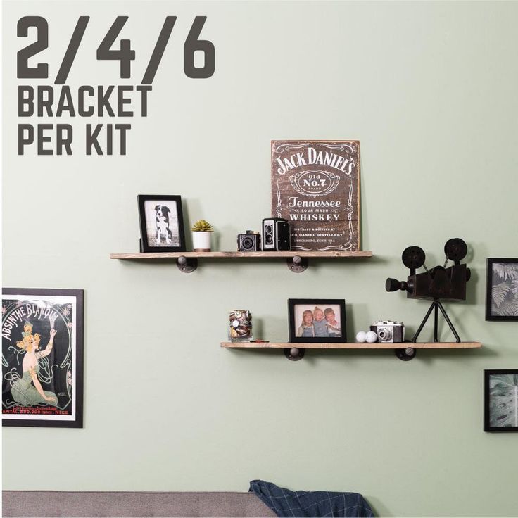 1/2 in. Black Pipe 10 in. L Wall Mounted Shelf Bracket Kit (2-Pack)
