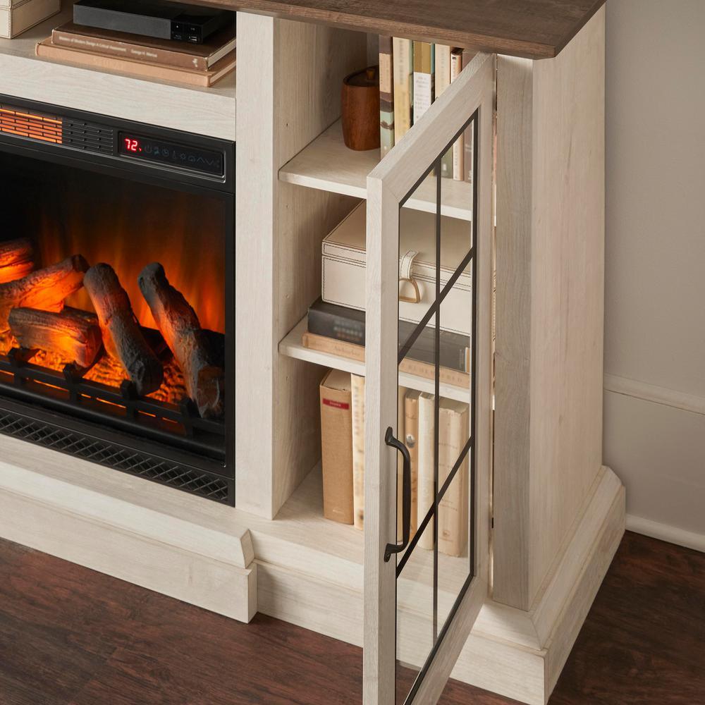 Vinegate 68 in. Freestanding Media Console Electric Fireplace in White - Super Arbor