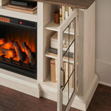 Vinegate 68 in. Freestanding Media Console Electric Fireplace in White - Super Arbor
