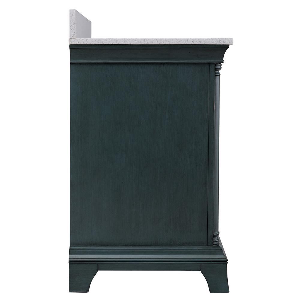 Strousse 37 in. W x 22 in. D Vanity in Distressed Blue Fog with Engineered Stone Top in Ice Diamond with White Sink - Super Arbor