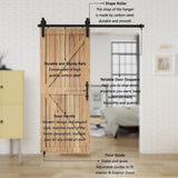 6 ft./72 in. Black Steel Strap Sliding Barn Door Track and Hardware Kit with 12 in. Cylinder Handle and Floor Guide - Super Arbor