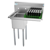 Freestanding Stainless Steel 31 in. 2-Hole Single Bowl Commercial Kitchen Sink Left Drainboard