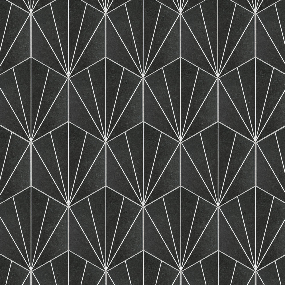 Merola Tile Aster Hex Nero Encaustic 8-5/8 in. x 9-7/8 in. Porcelain Floor and Wall Tile (11.56 sq. ft. / case)